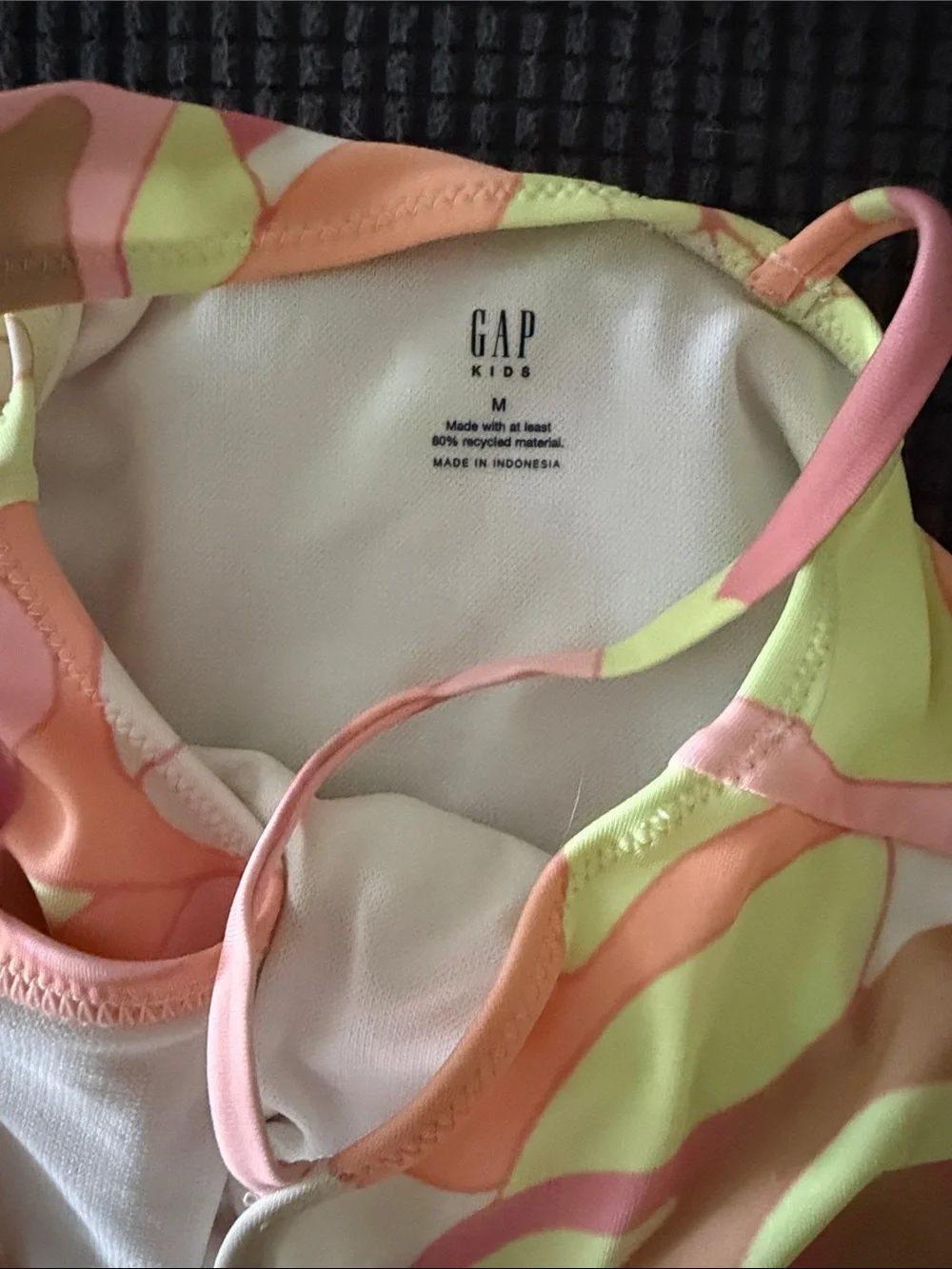 GAP Girls One-Piece Swimsuit in Pink, Peach & Lime Swirl